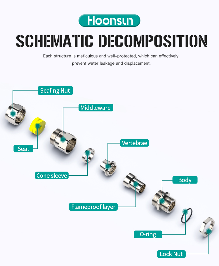 Hoonsun cable gland manufacturer SS304 / 316L Explosion-proof Cable Clamp Sealing Joint EX-3 Hoonsun cable gland manufacturer SS304 / 316L Explosion-proof Cable Clamp Sealing Joint EX-3