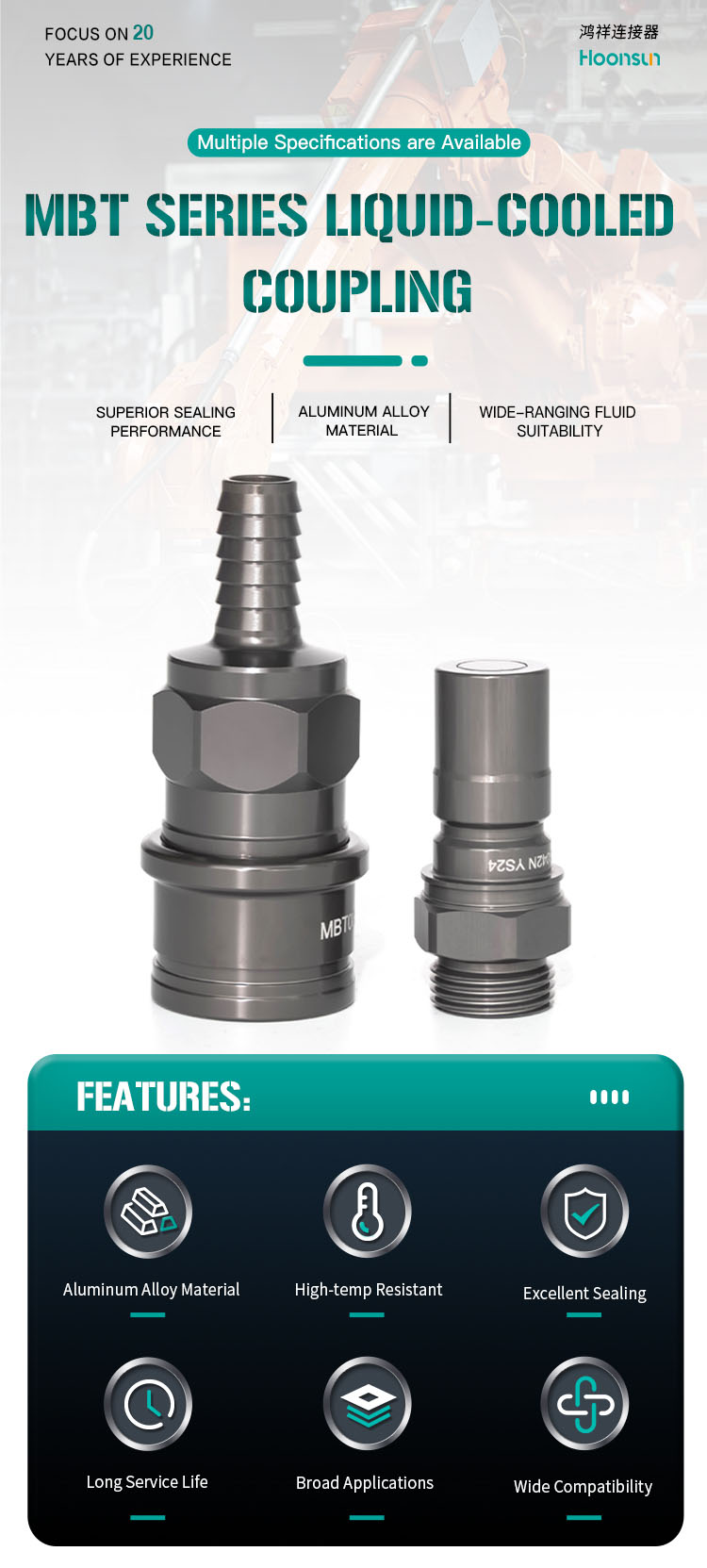 MBT Series Liquid Cooled Quick Connectors