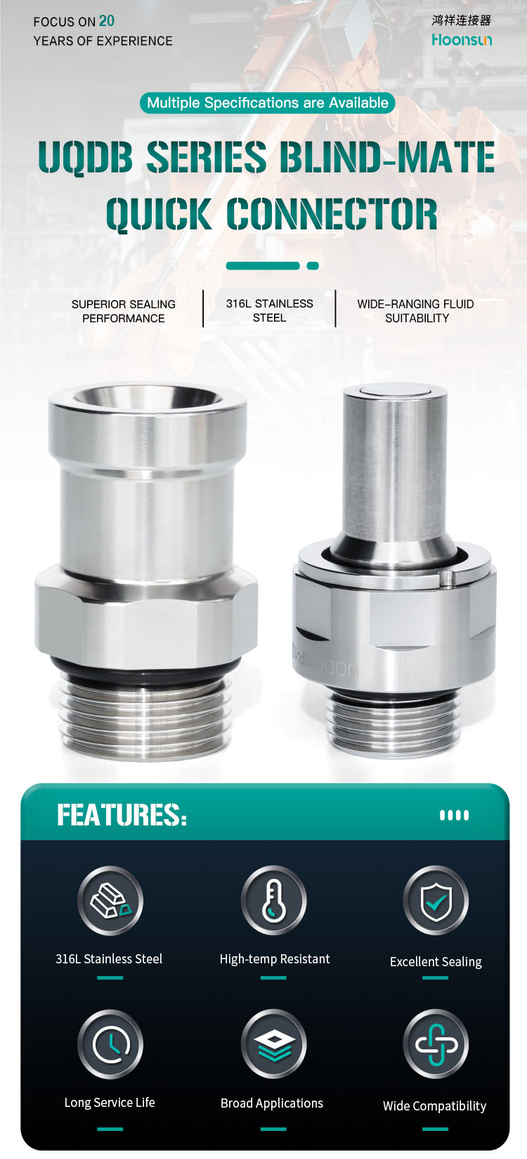 UQDB06S Series Blind Plug Quick Connectors