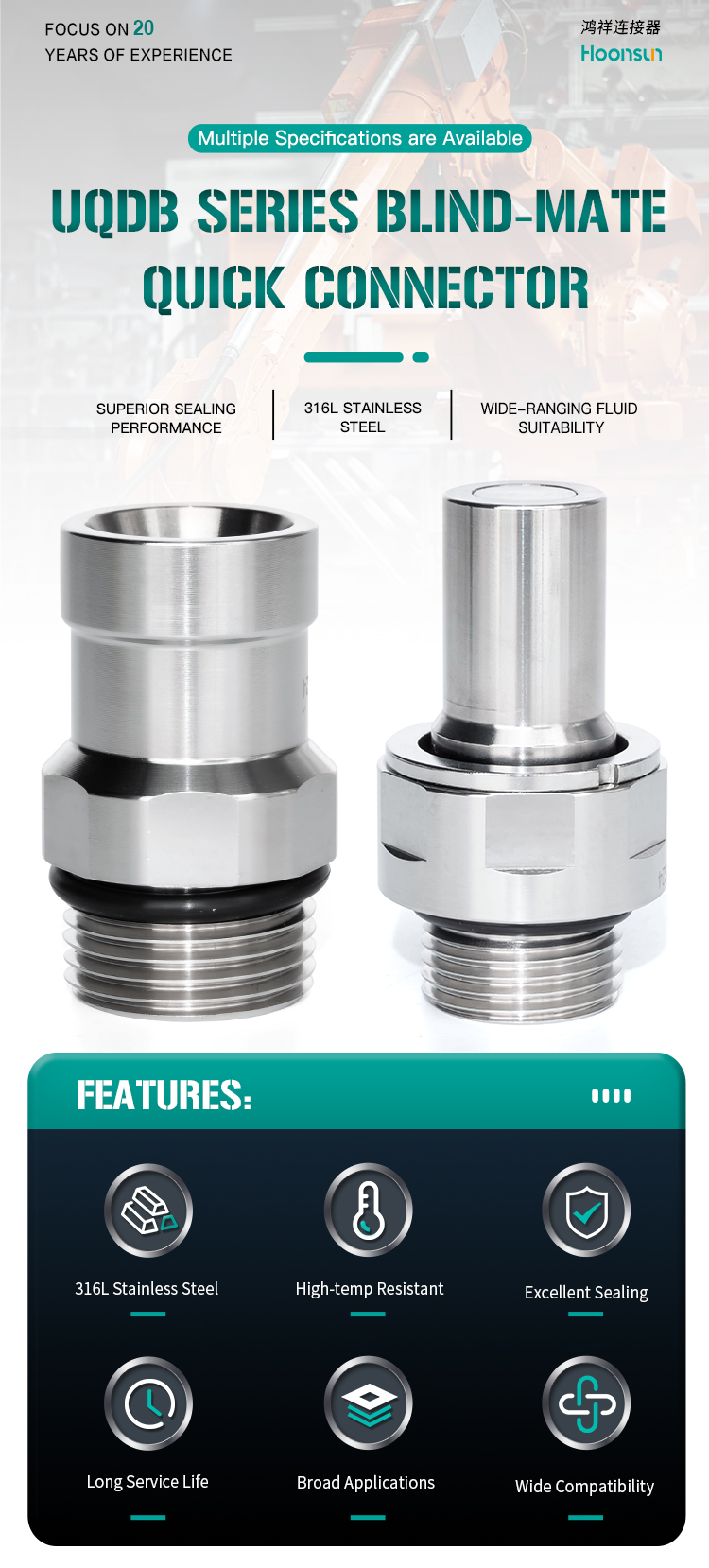 UQDB08S Series Blind Plug Quick Connectors